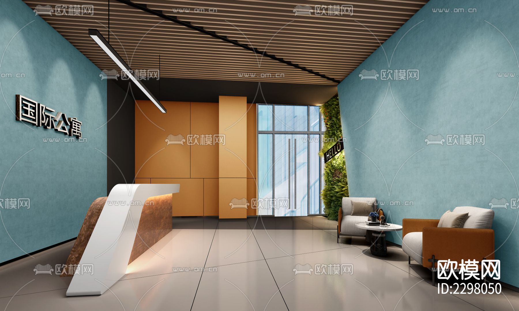 售楼处CAD施工图下载（渲染图4）