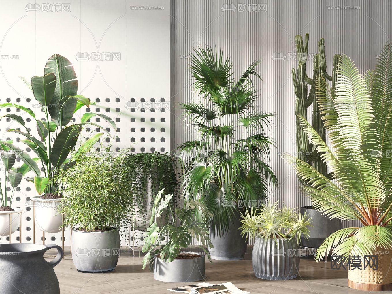 现代绿植盆栽 盆景3d模型下载_ID12131001_3dmax免费模型-欧模网