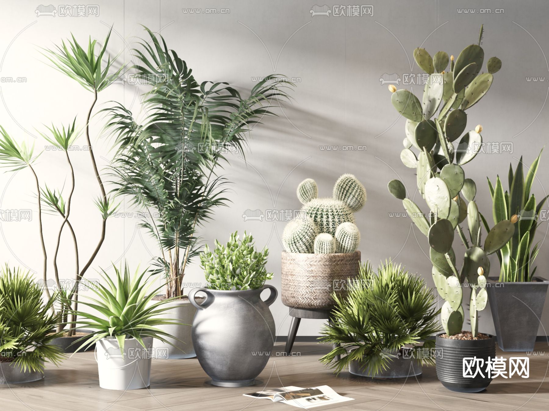 现代绿植盆栽 盆景3d模型下载_ID12128553_3dmax免费模型-欧模网