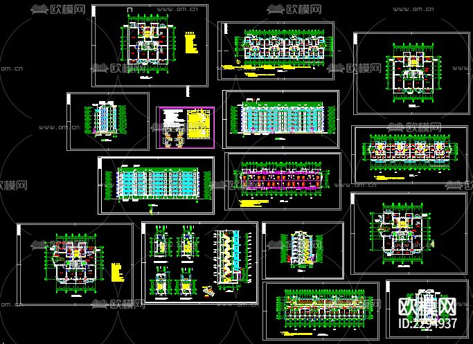 住宅楼建筑cad施工图下载（渲染图1）