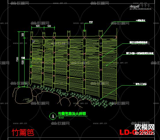 竹篱笆做法cad大样图下载