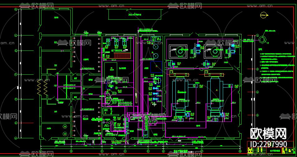 锅炉房热力CAD施工图下载（渲染图1）