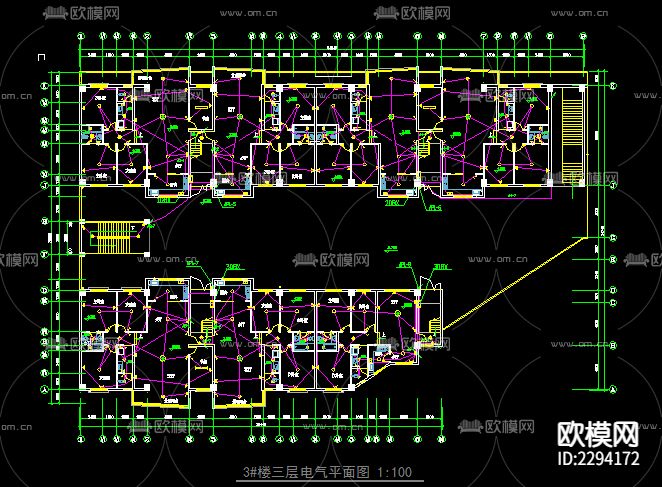 商住楼电气设计cad施工图下载（渲染图3）