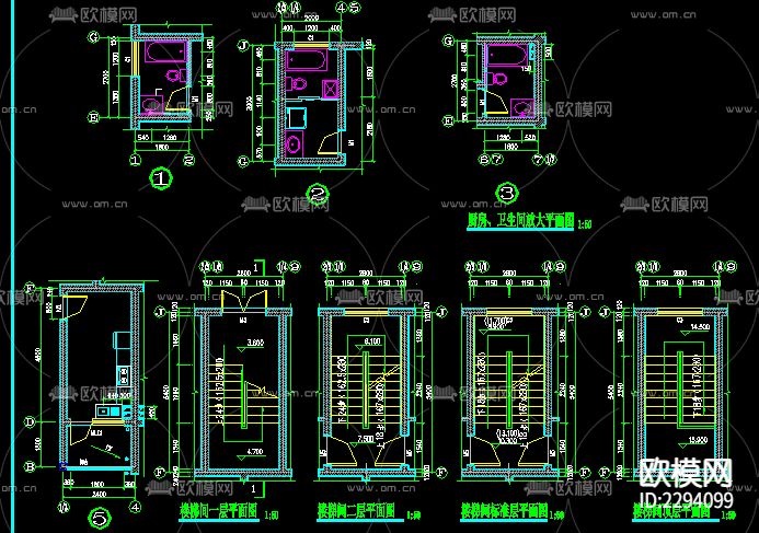 6层砖混结构商住楼CAD施工图下载（渲染图4）