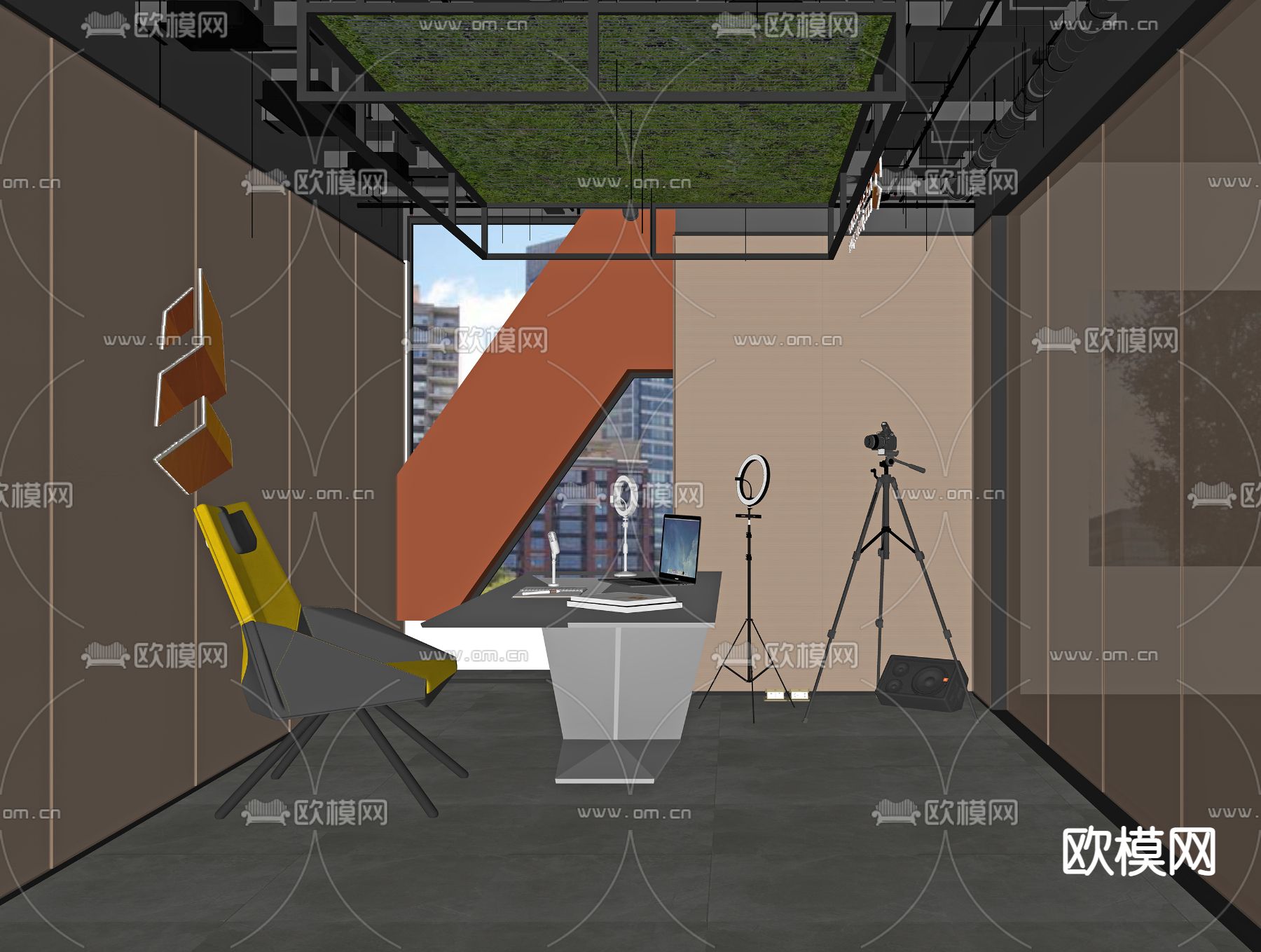 现代直播间su模型下载（渲染图2）