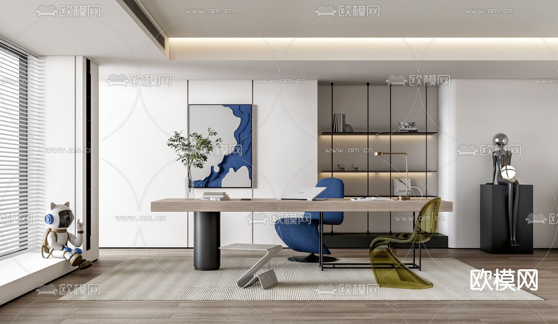 现代书房su模型