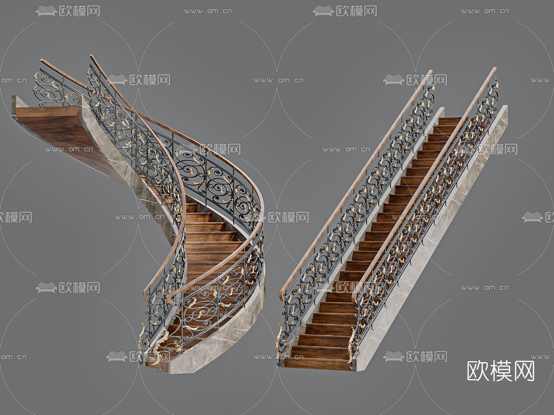 欧式旋转楼梯3d模型下载