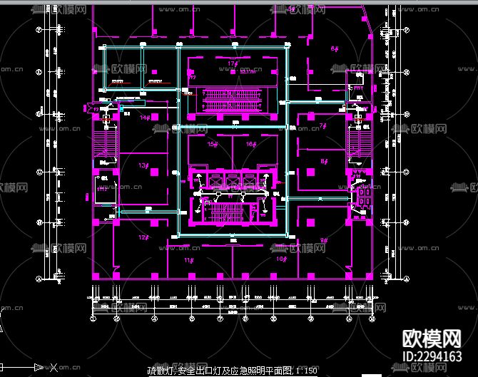 商场电气消防设计cad施工图下载（渲染图5）