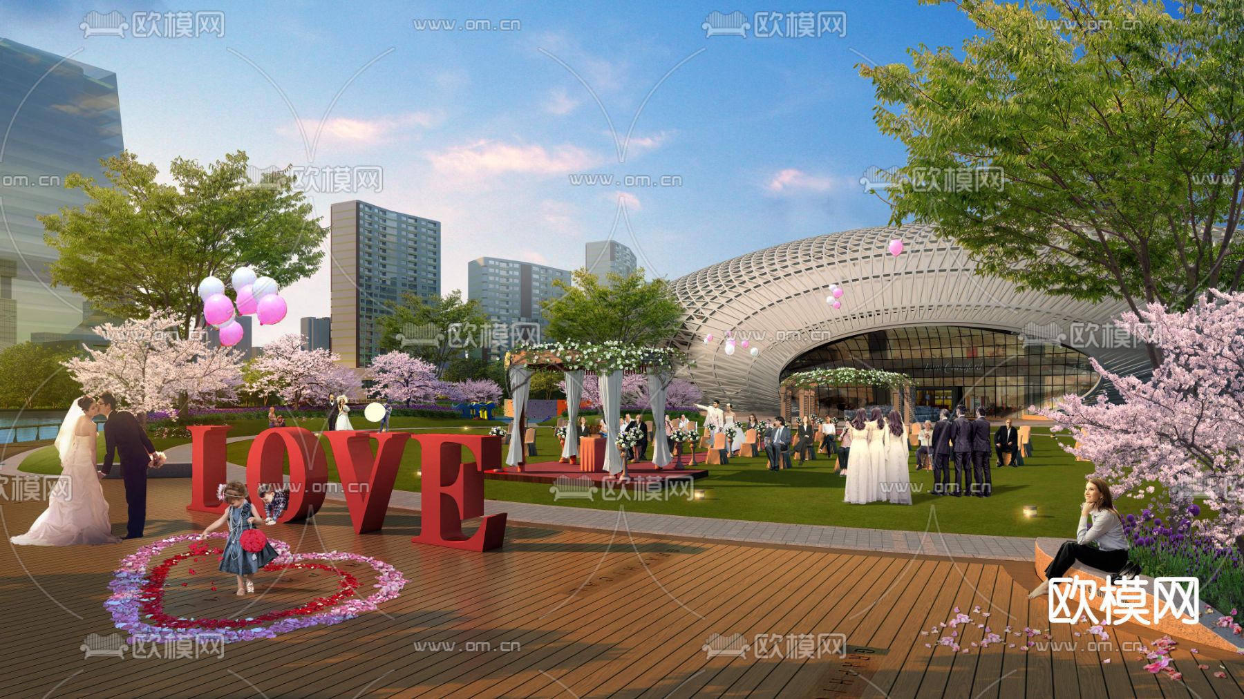现代户外公园婚礼现场psd下载