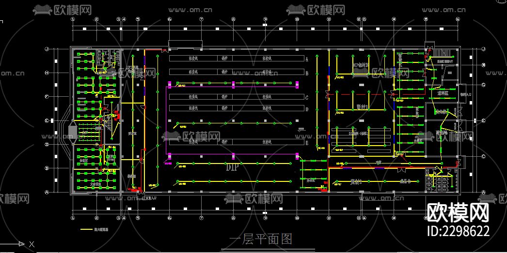 车间电气CAD施工图下载（渲染图2）