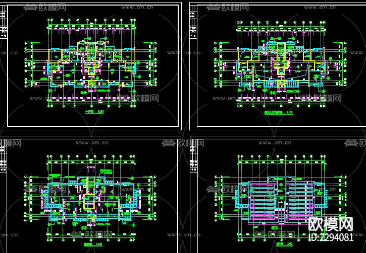 住宅楼建筑cad施工图-免费3dmax模型库-欧模网