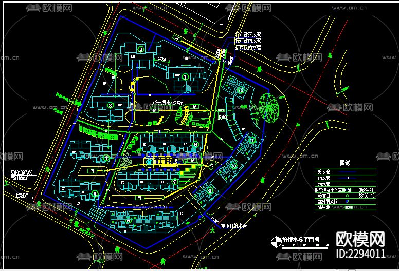 综合住宅区规划cad平面图下载（渲染图3）