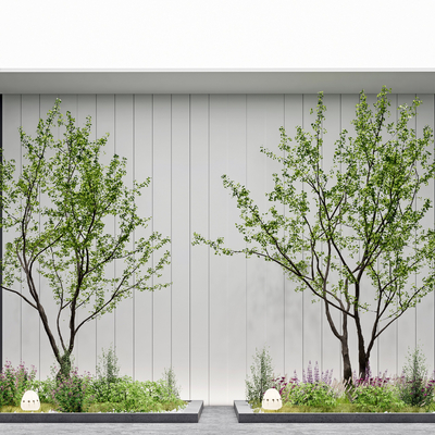  现代庭院小品 绿植堆小品su模型 