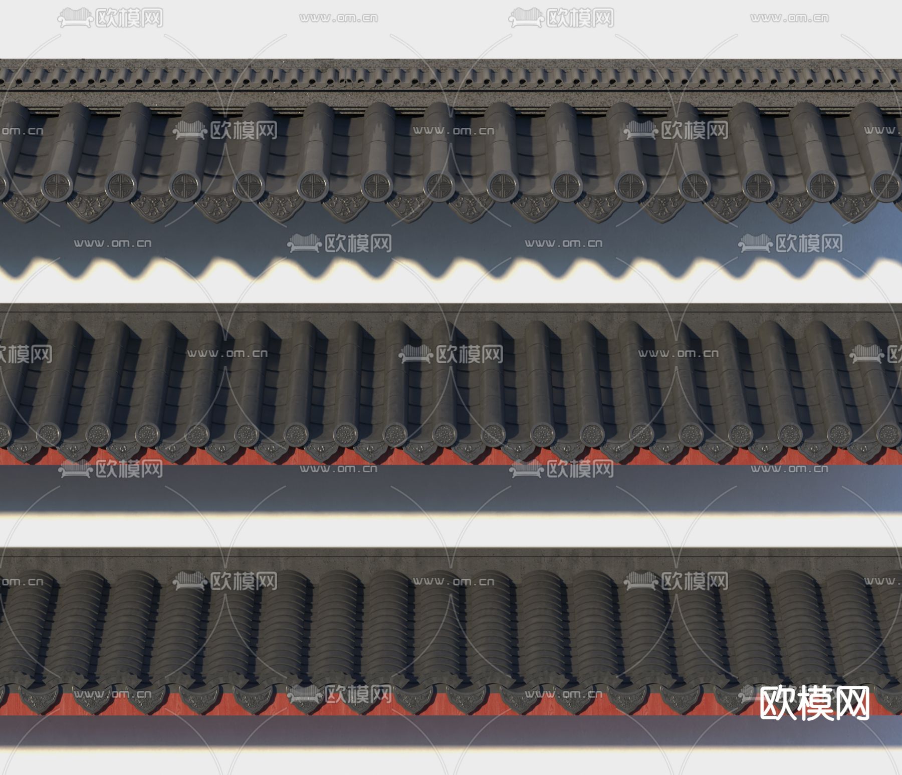 新中式门头屋檐 建筑构件3d模型下载