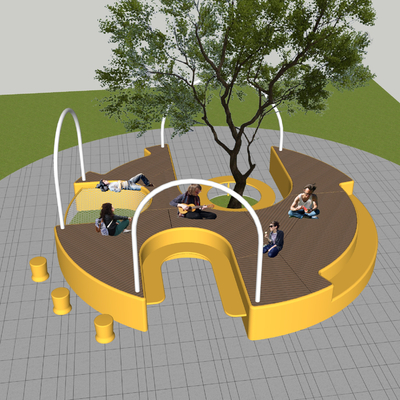  现代树池异形座椅su模型 