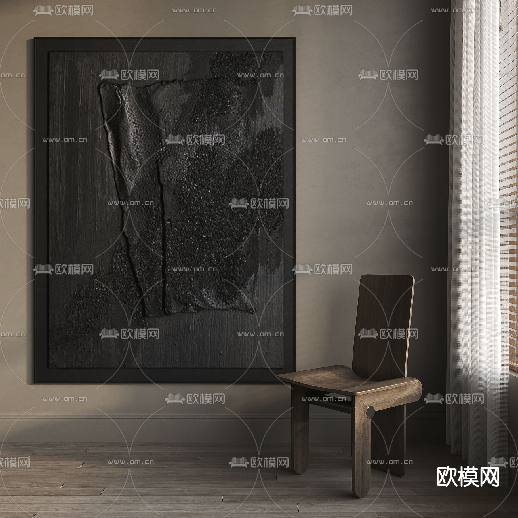 侘寂风装饰画 挂画 抽象画su模型