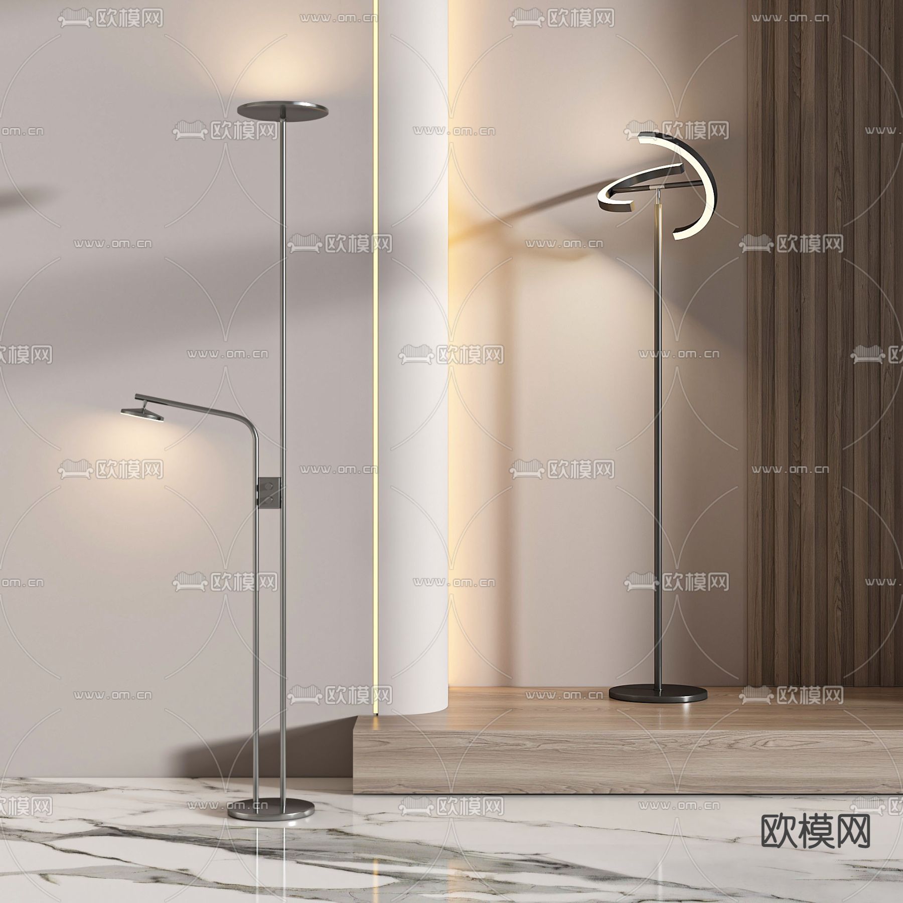 现代极简落地灯su模型下载（渲染图1）