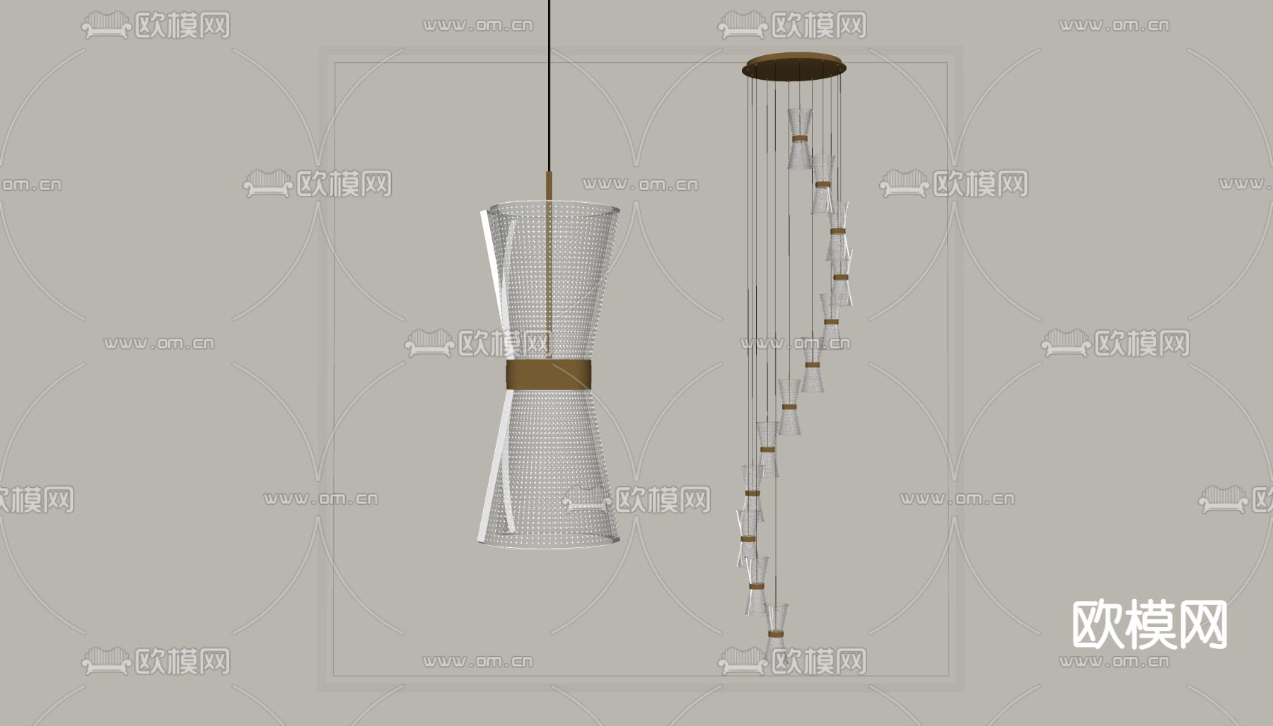 现代玻璃吊灯su模型