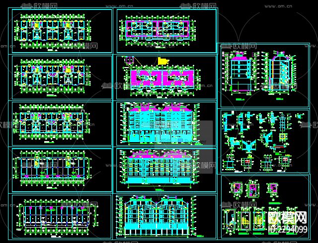 6层砖混结构商住楼CAD施工图下载（渲染图1）