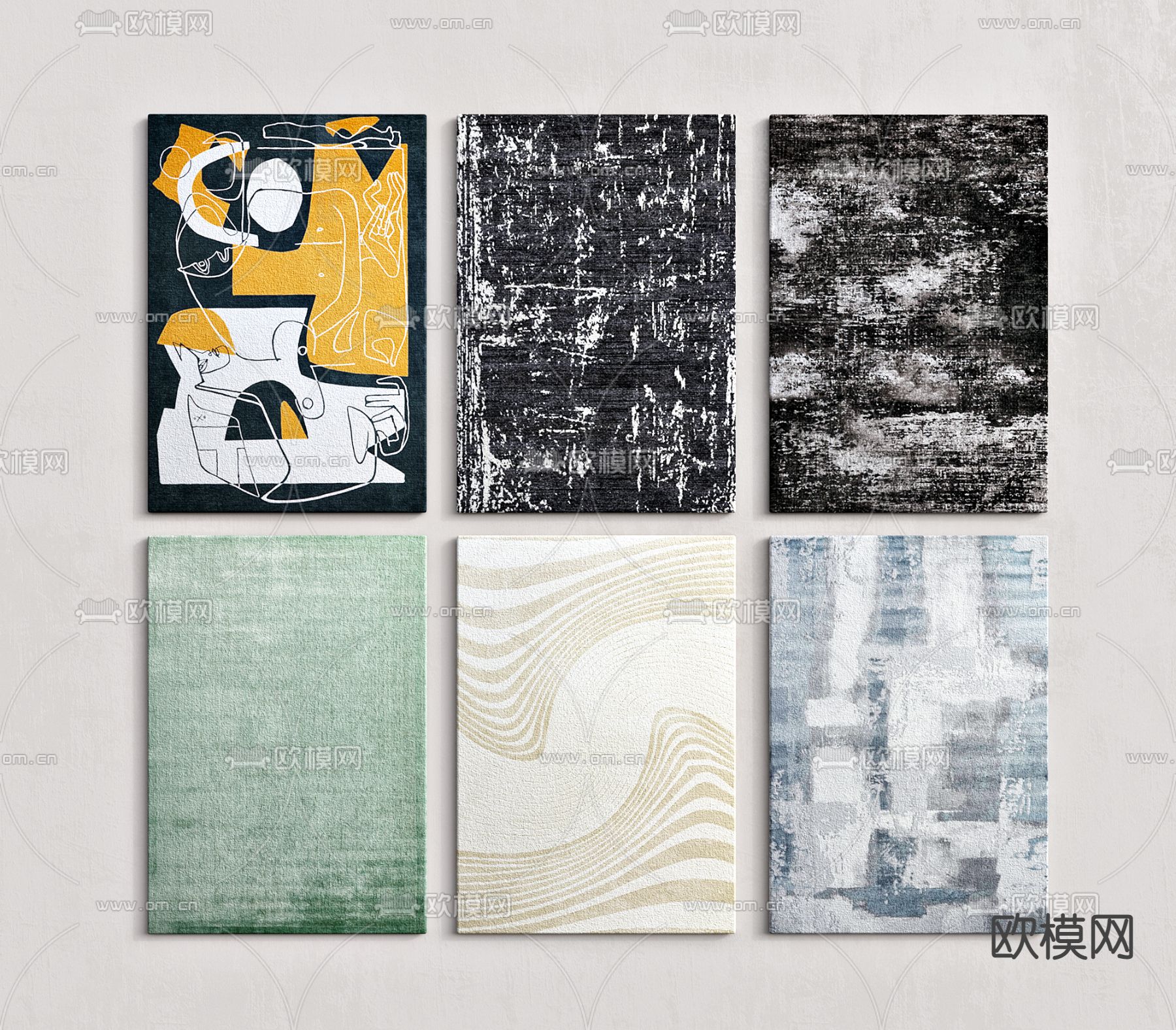 现代抽象地毯3d模型下载