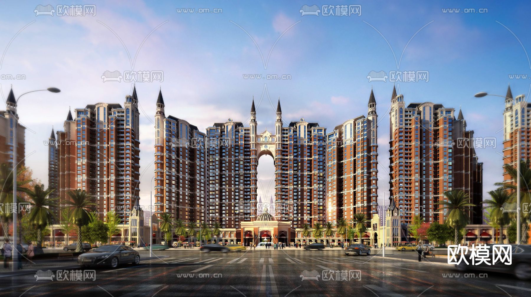 欧式高层住宅建筑外观psd下载