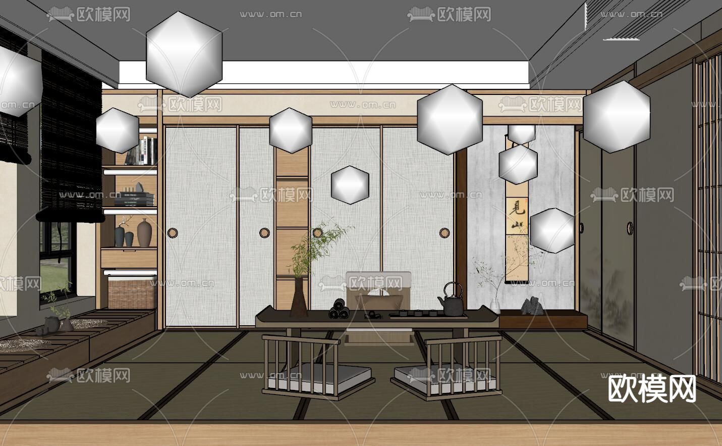 日式榻榻米茶室su模型下载（渲染图4）