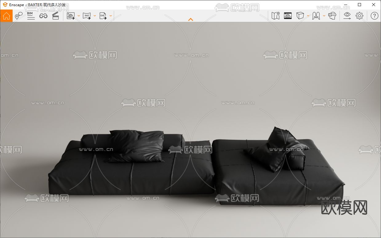 Baxter Panama巴拿马豆腐块沙发su模型