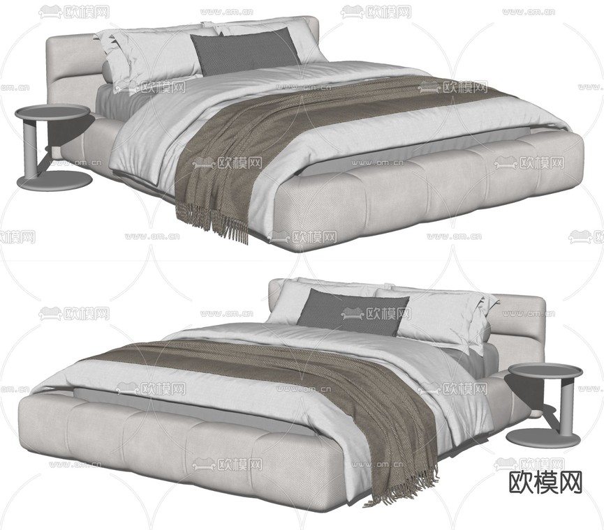 B&B Italia Tufty 泡芙床 双人床su模型下载_ID12134216_sketchup模型下载-欧模网