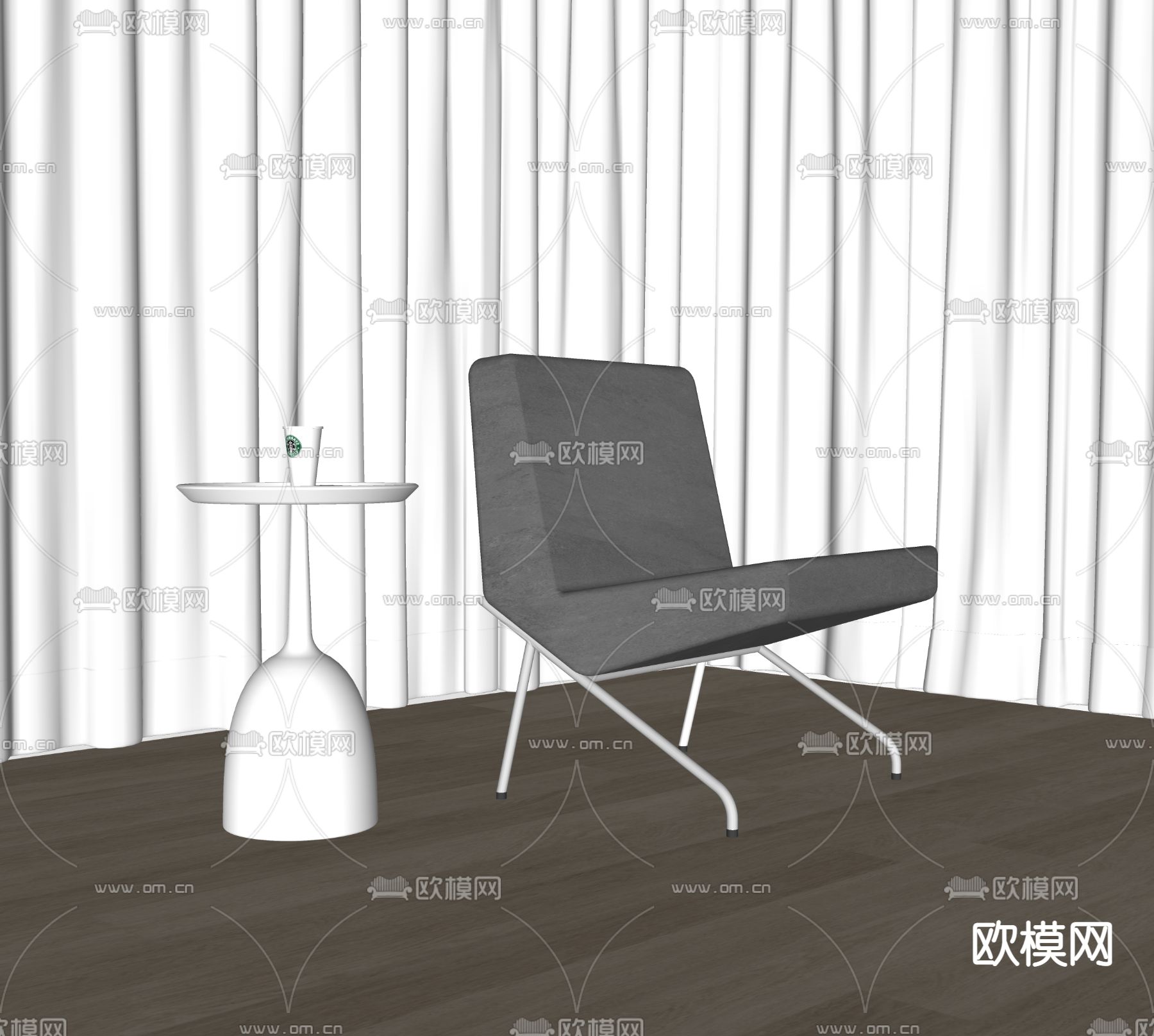 工业风休闲椅 椅子su模型下载（渲染图3）