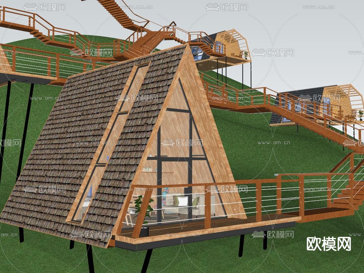 现代网红打卡景点树屋民宿su模型下载（渲染图9）