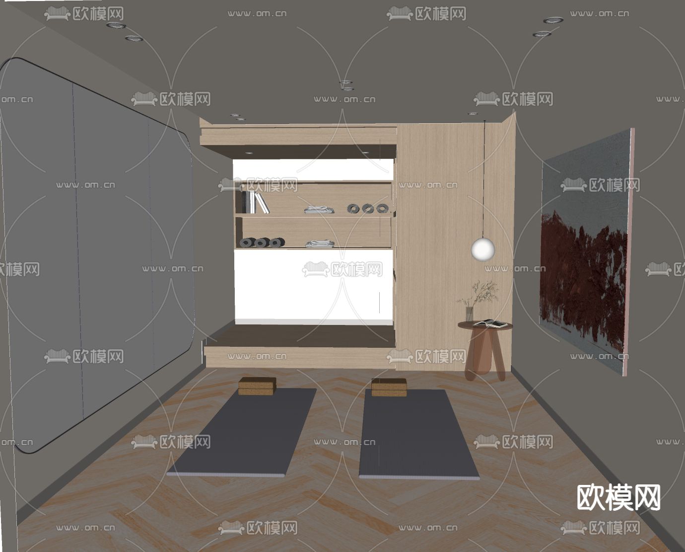 现代瑜伽健身房su模型