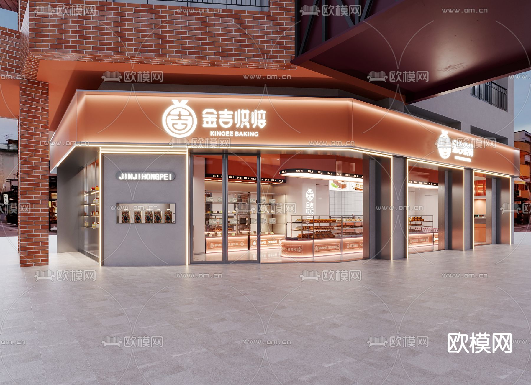现代面包店 糕点店 奶茶店3d模型