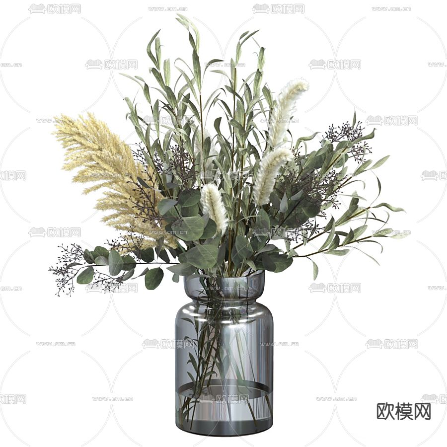 现代花瓶花艺 插花 花卉3d模型