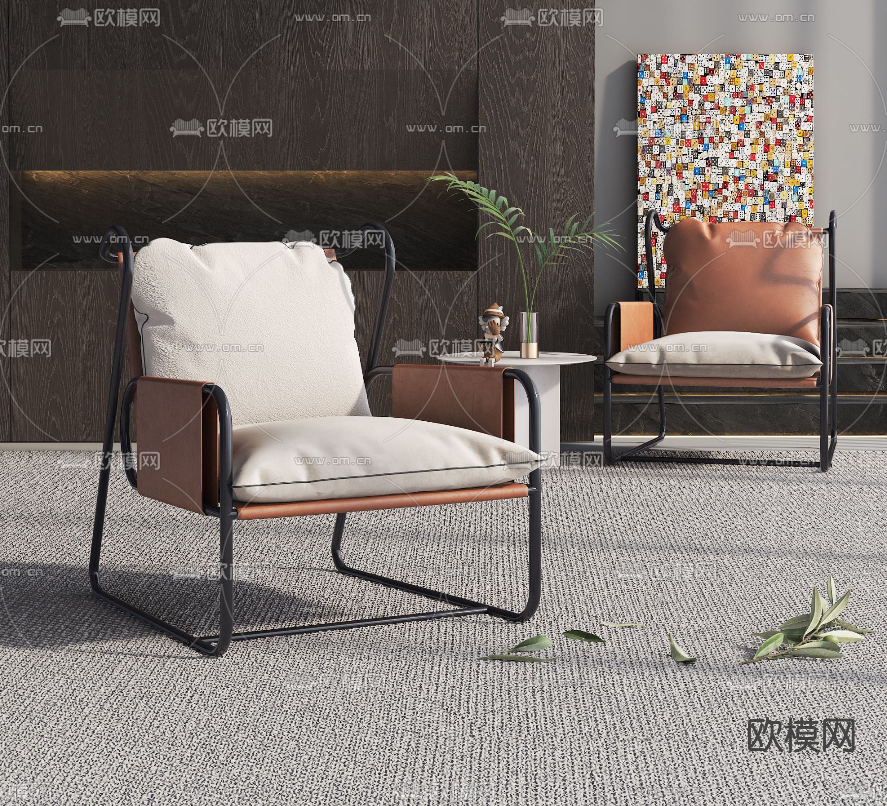 现代单椅子 靠背椅 休闲椅3d模型下载_ID12129595_3dmax免费模型-欧模网