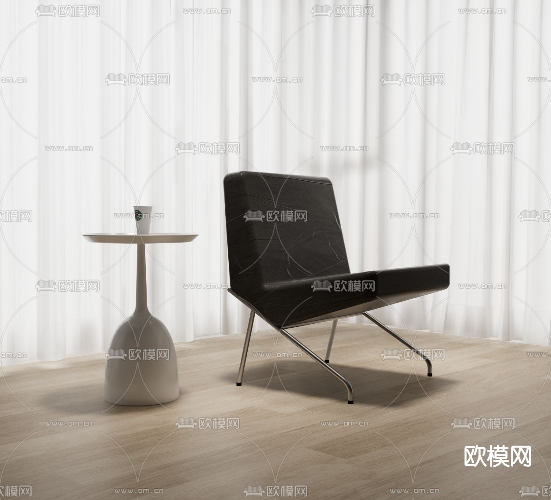 工业风休闲椅 椅子su模型下载（渲染图1）