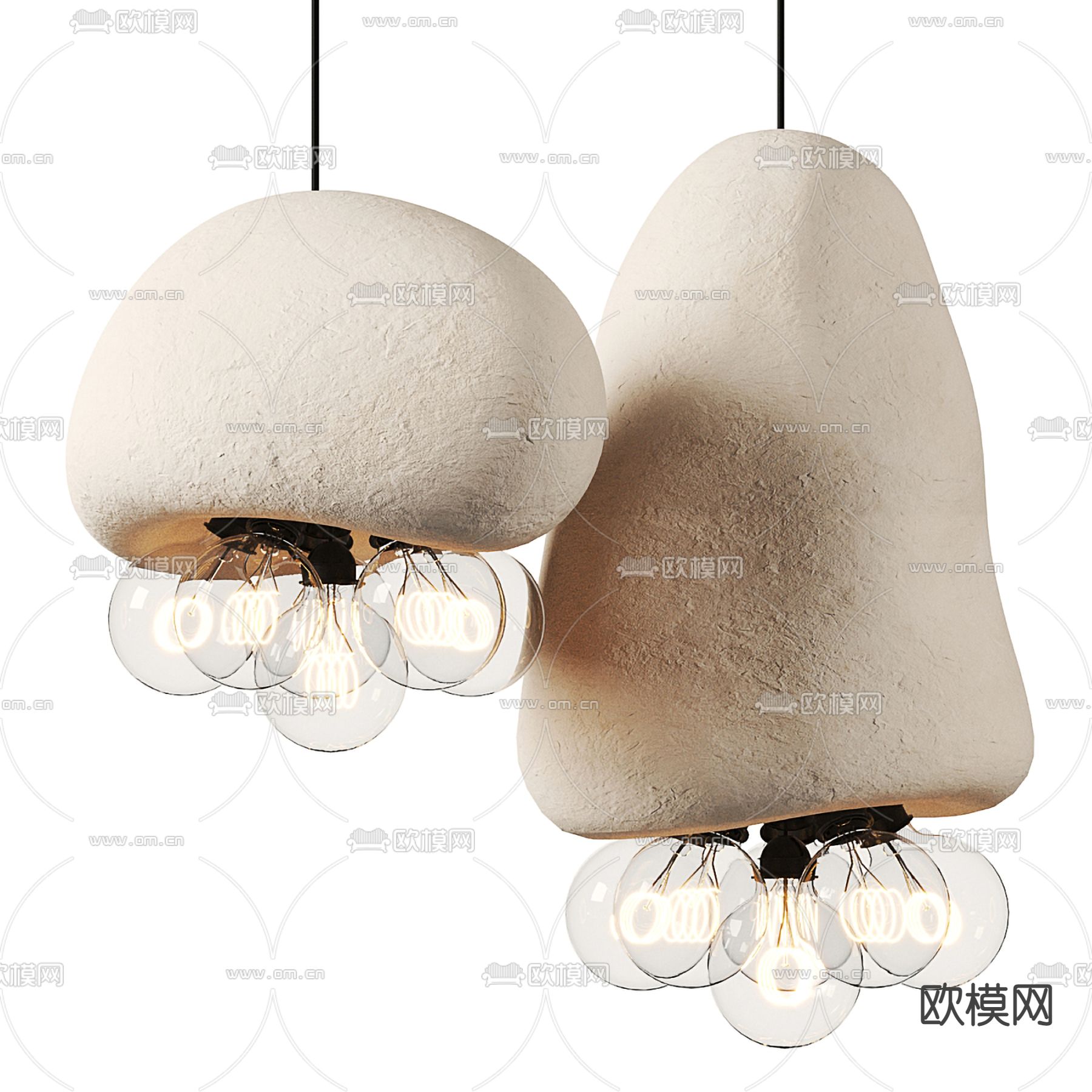 Makhno 石膏多头吊灯3d模型下载