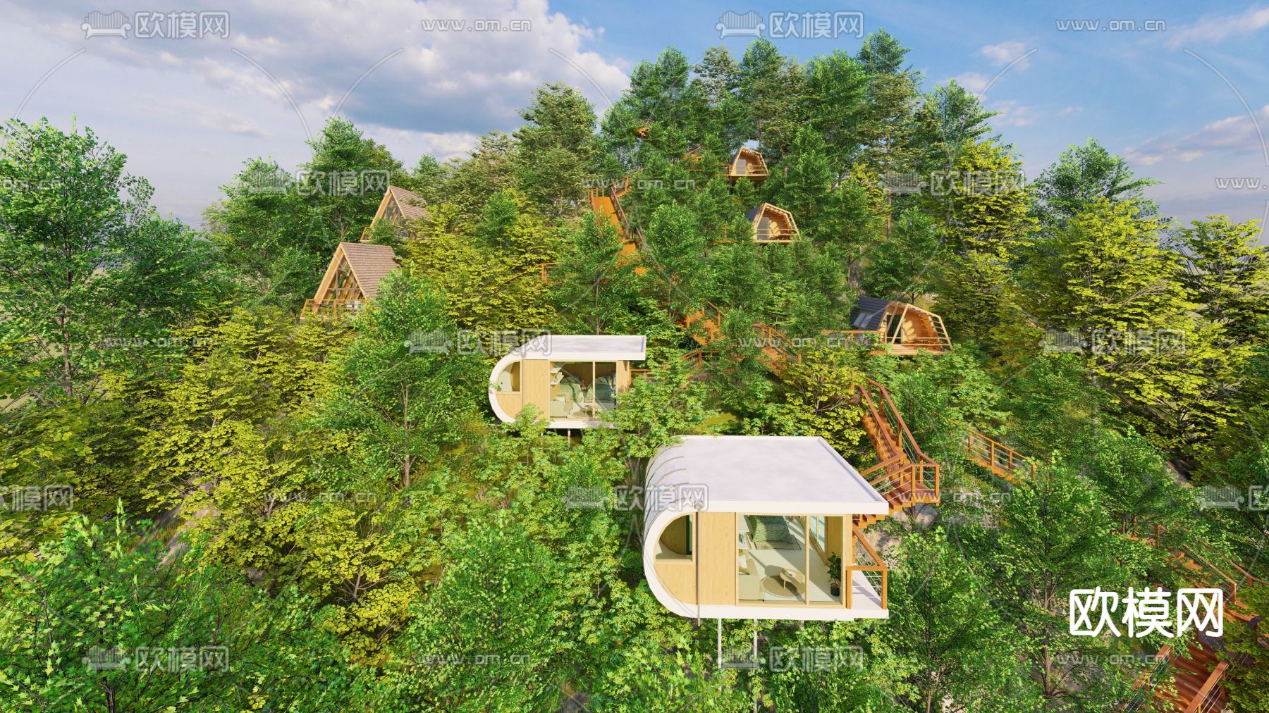 现代网红打卡景点树屋民宿su模型下载（渲染图7）
