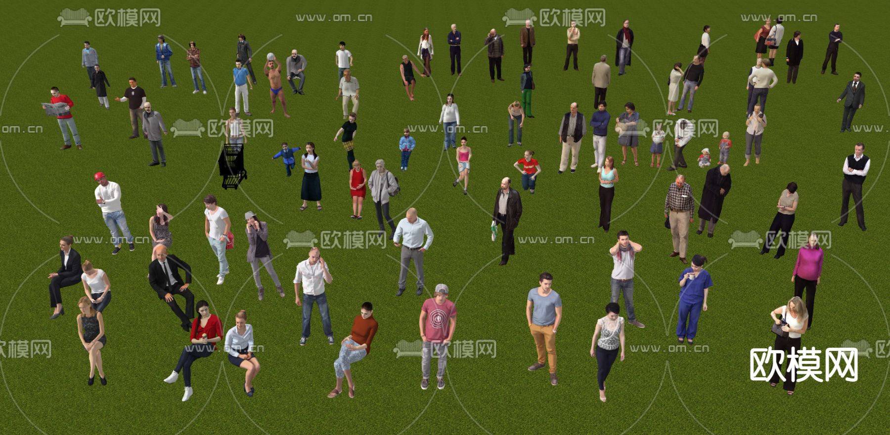 现代人物 男人 女人su模型下载（渲染图2）