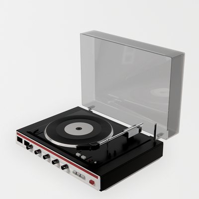  现代简约黑胶唱片机su模型 