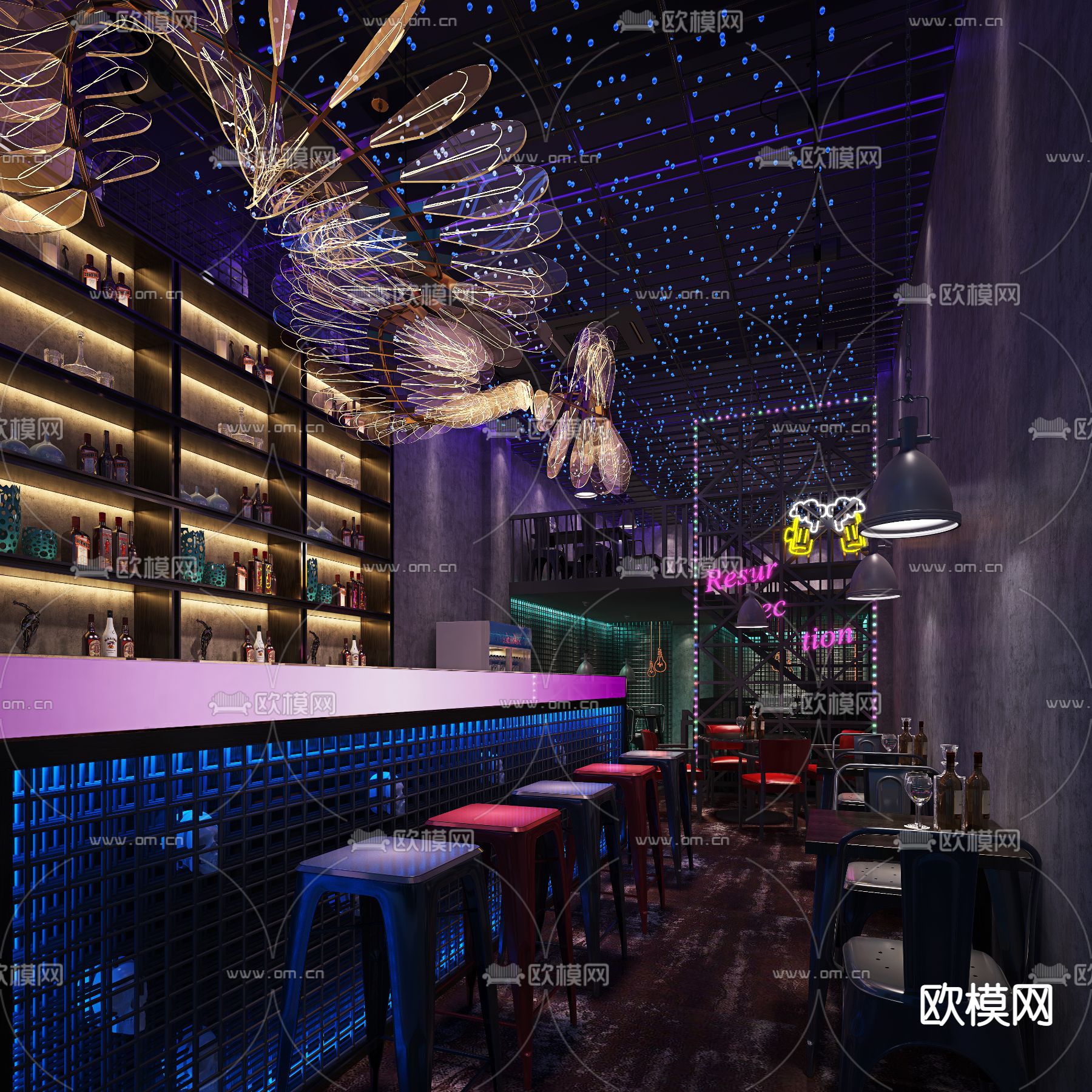 现代酒吧 清吧3d模型下载