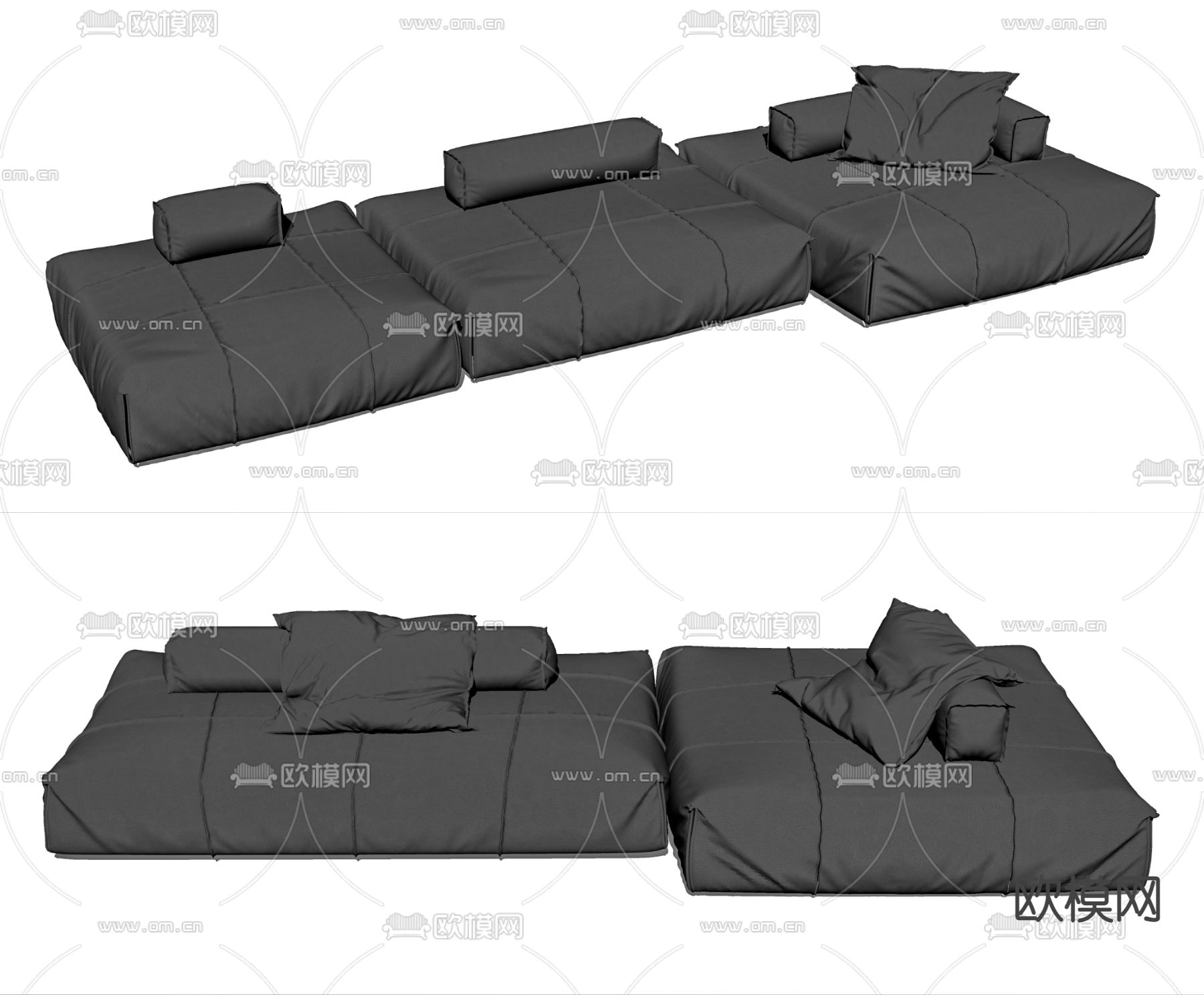 Baxter Panama巴拿马豆腐块沙发su模型