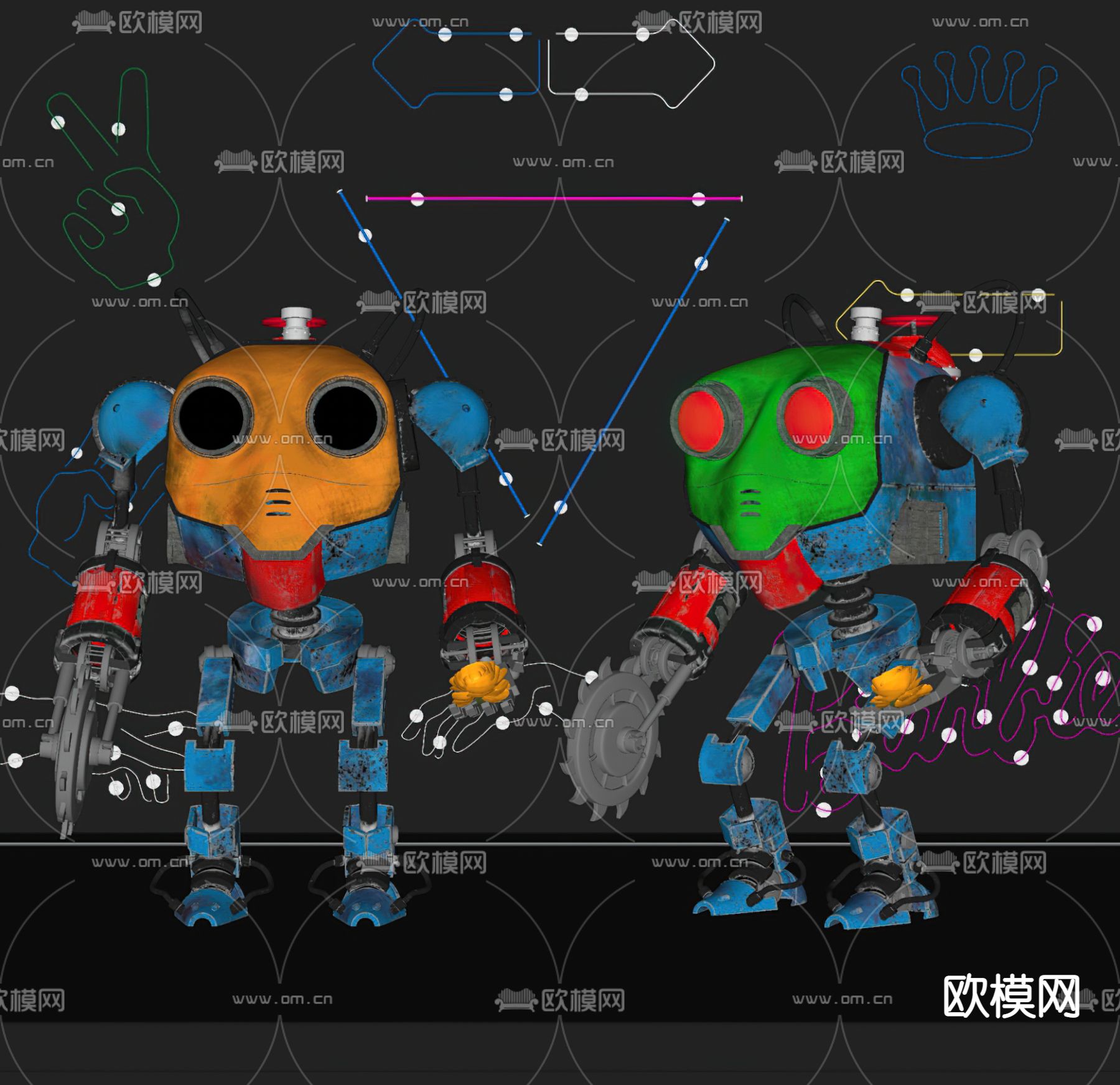 现代智能机器人su模型下载（渲染图2）