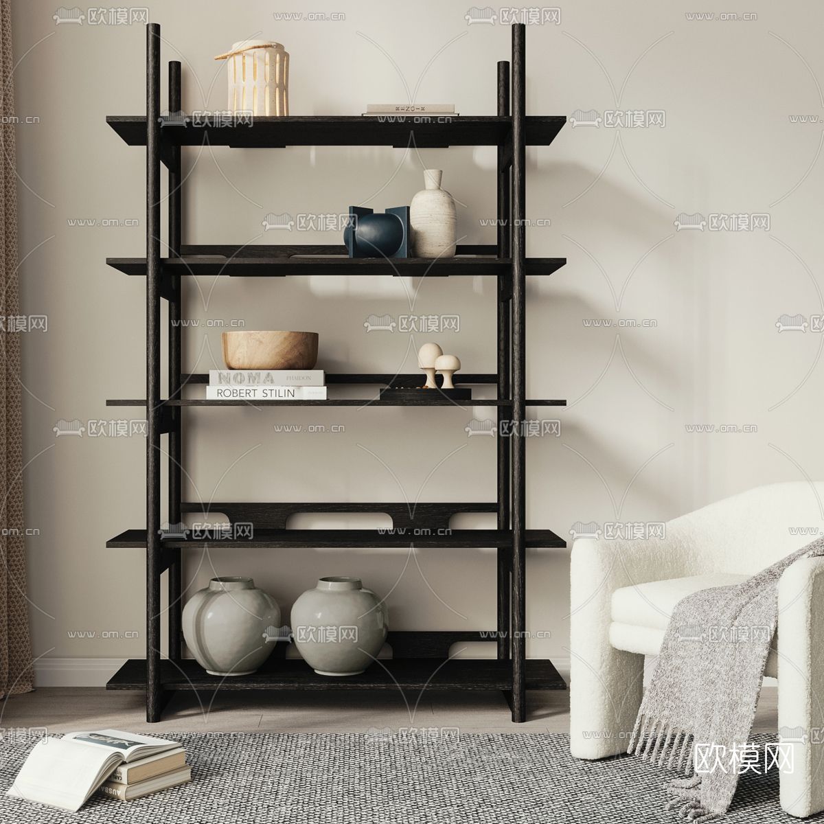 侘寂装饰架 置物架3d模型下载（渲染图1）