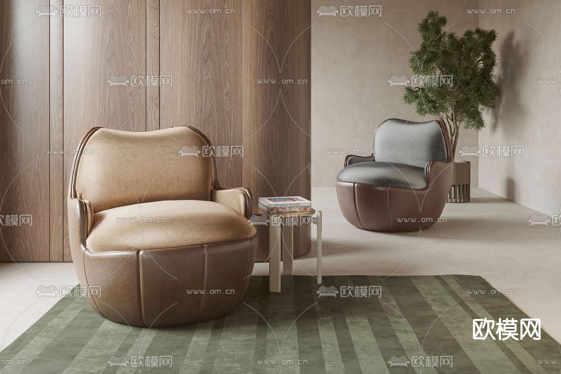 Minotti皮革休闲沙发3d模型下载