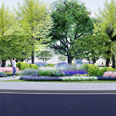  现代花镜植物花草su模型 