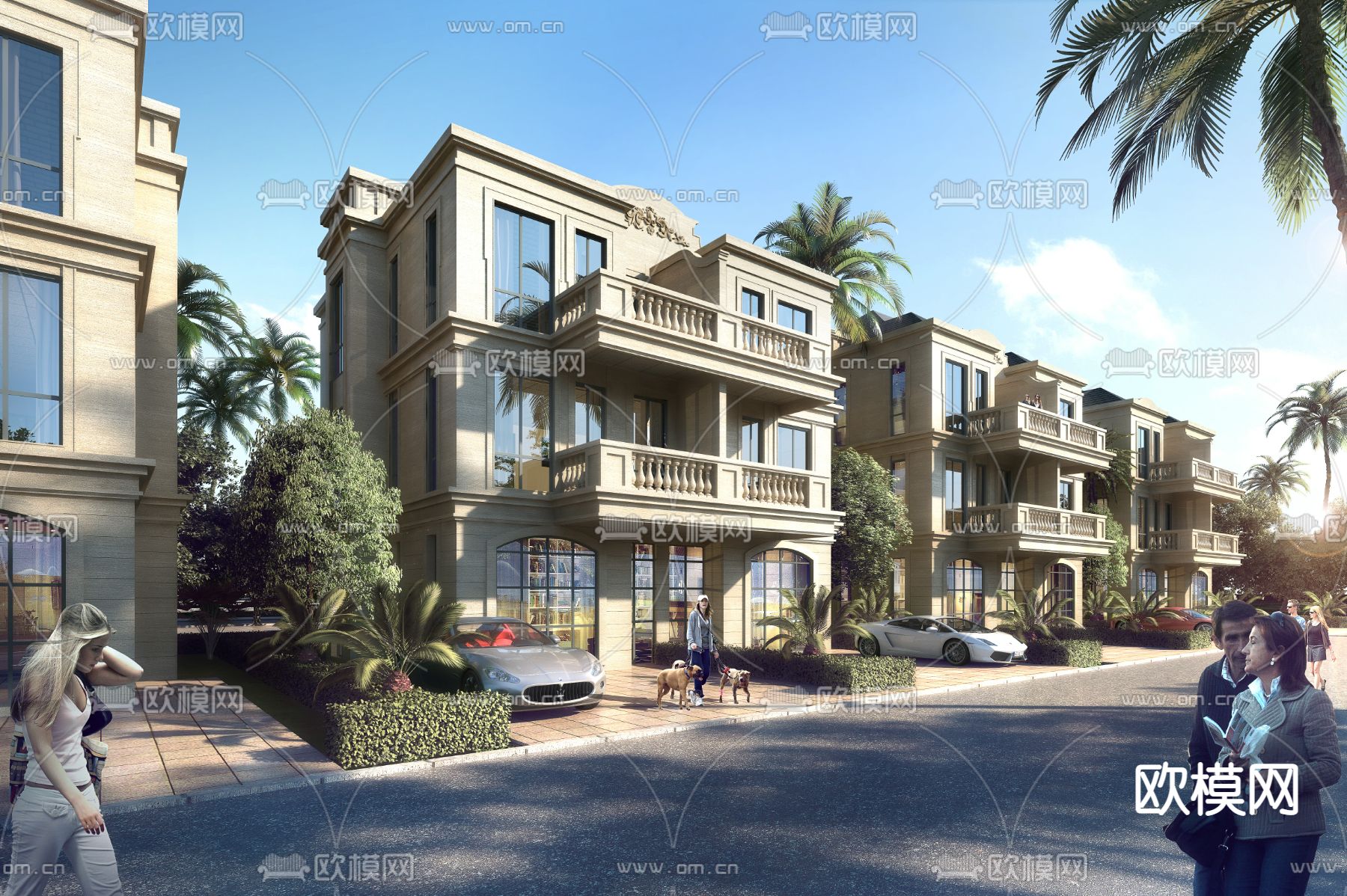 现代别墅建筑外观psd下载