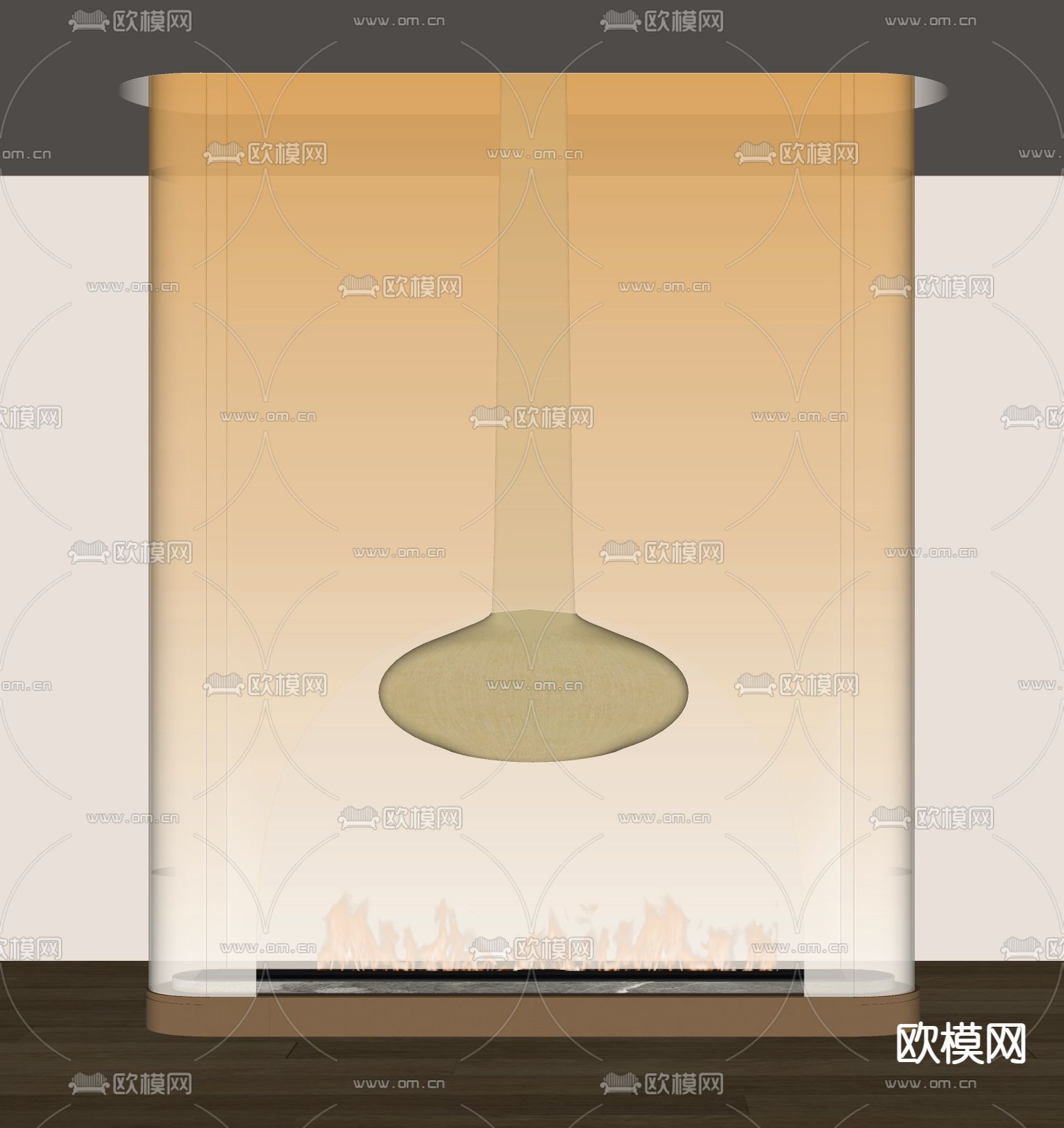 现代玻璃壁炉 隔断su模型