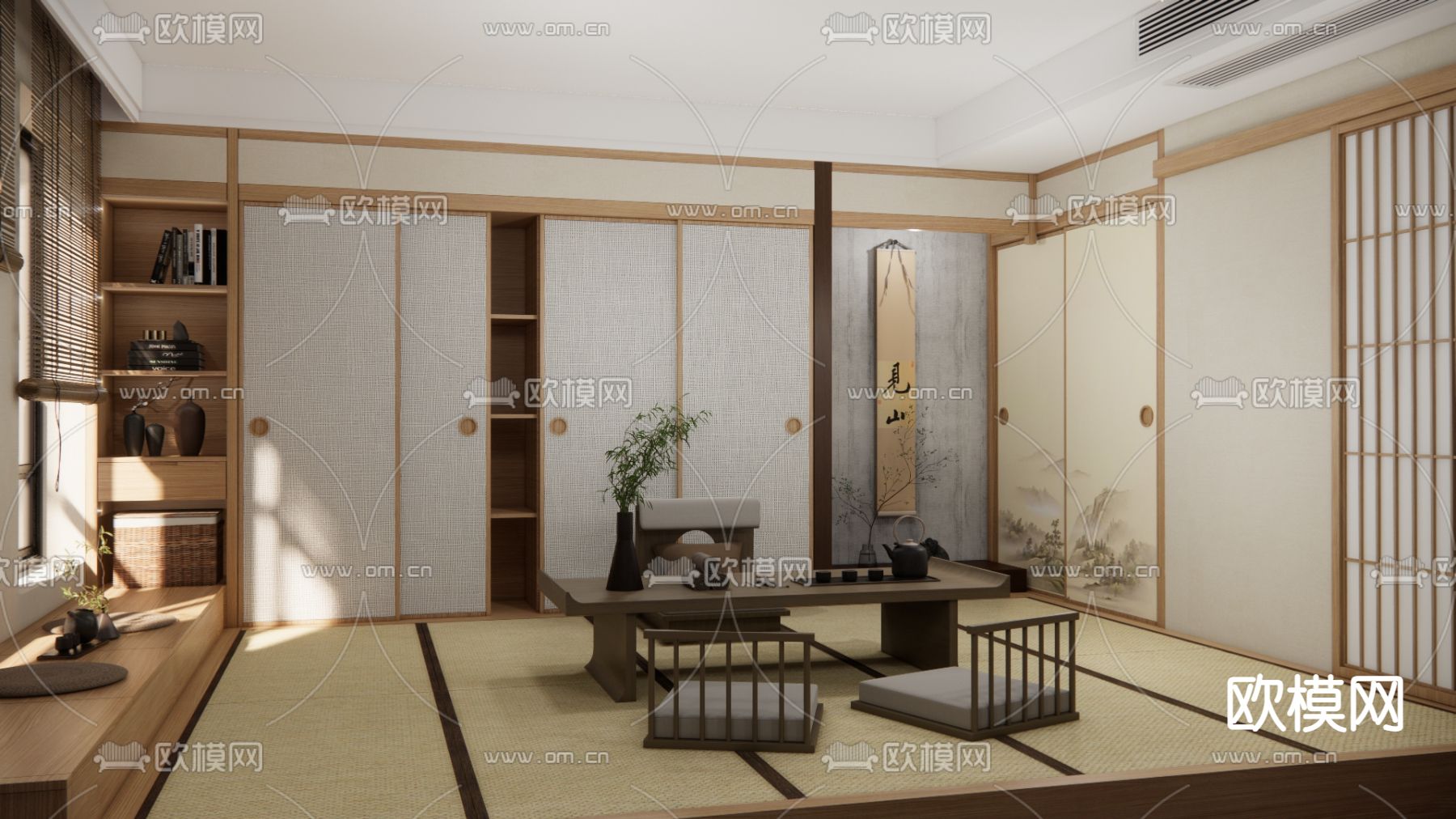 日式榻榻米茶室su模型下载（渲染图2）