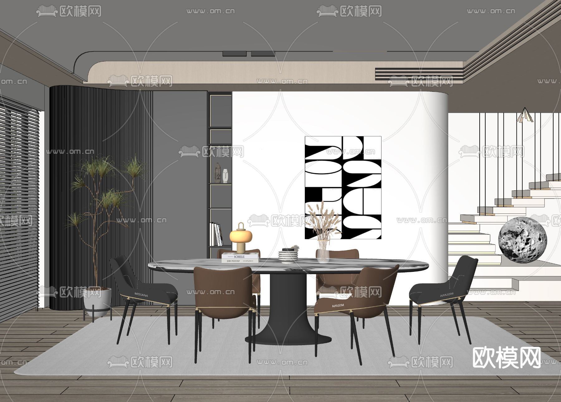 现代餐厅su模型