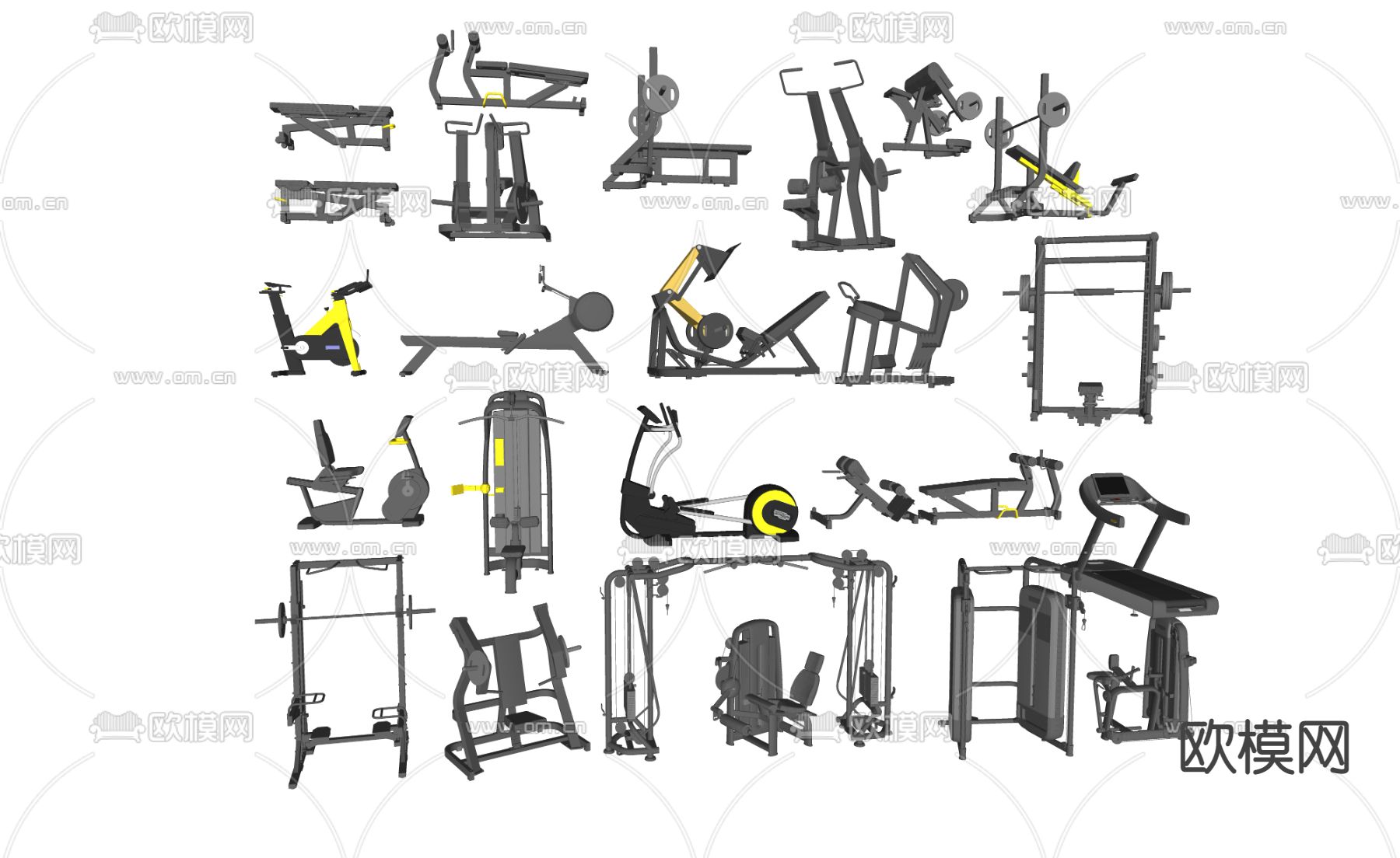 现代健身器材su模型下载